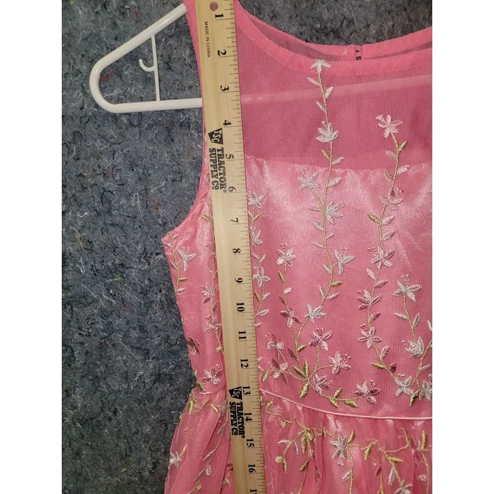 Jona Michelle Girls sleeveless‎ Dress Strawberry Embroidered Size 12